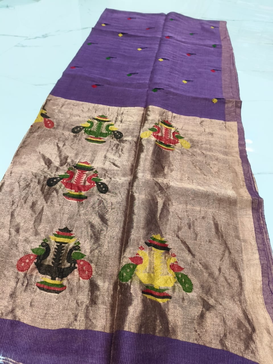 Sangli – Morbangdi Paithani Anchal Linen Silk Tissue Saree