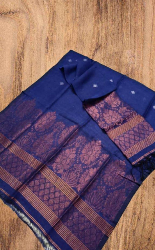 Kannan – Linen Silver & Copper Zari Kanchipuram Weaved Suits