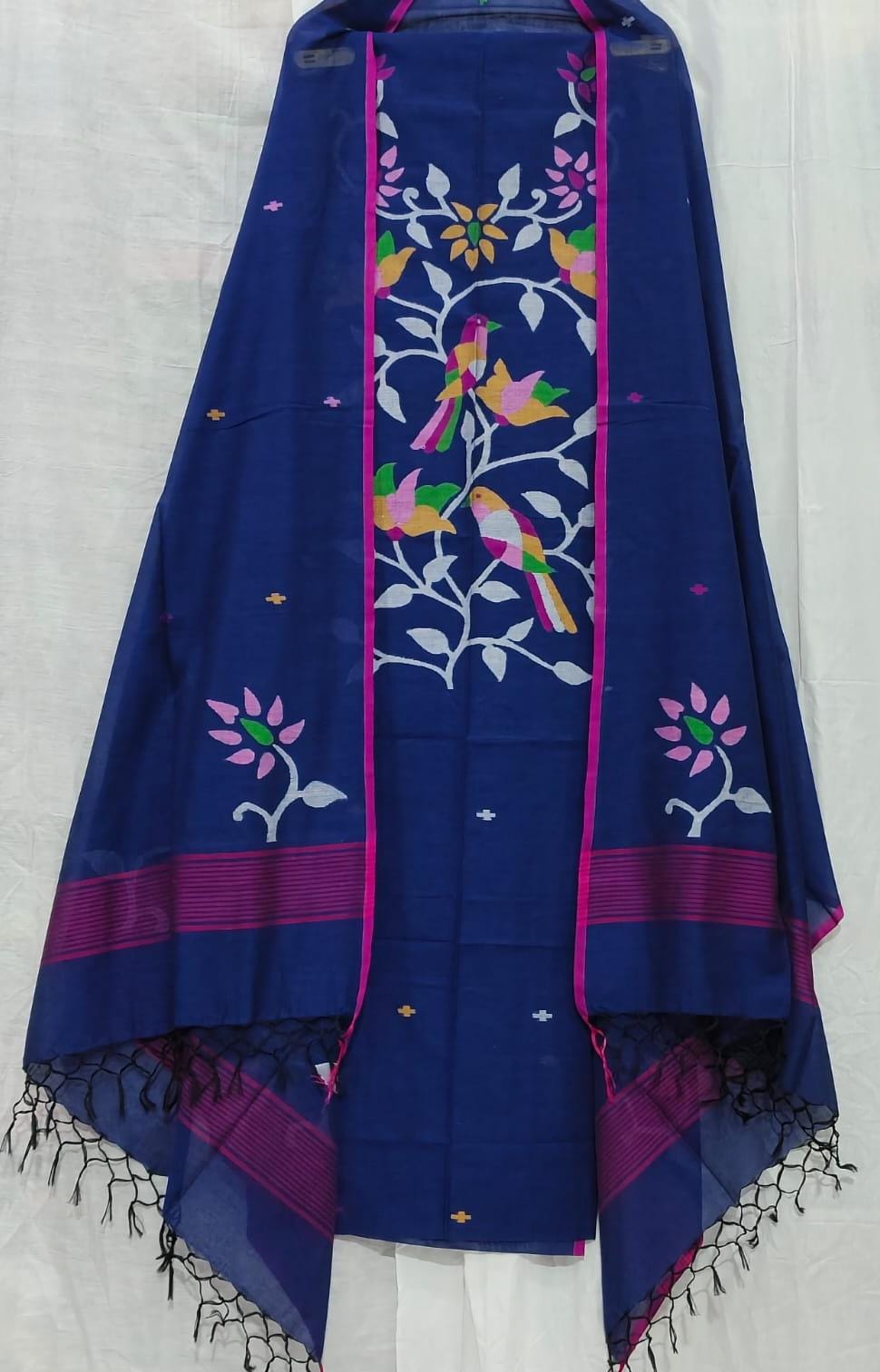 Parijat Mul Cotton Handwoven Needle Jamdani Suits – Premium 2.5m*2 Set