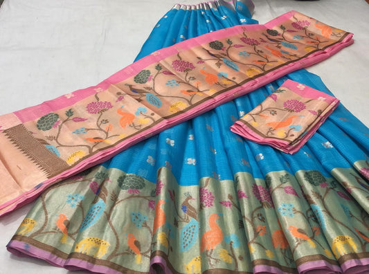 Mix Silk Resham Jari Weaving Unstitched Skirt- Dupatta- Blouse Set | Handloom Festive Wear