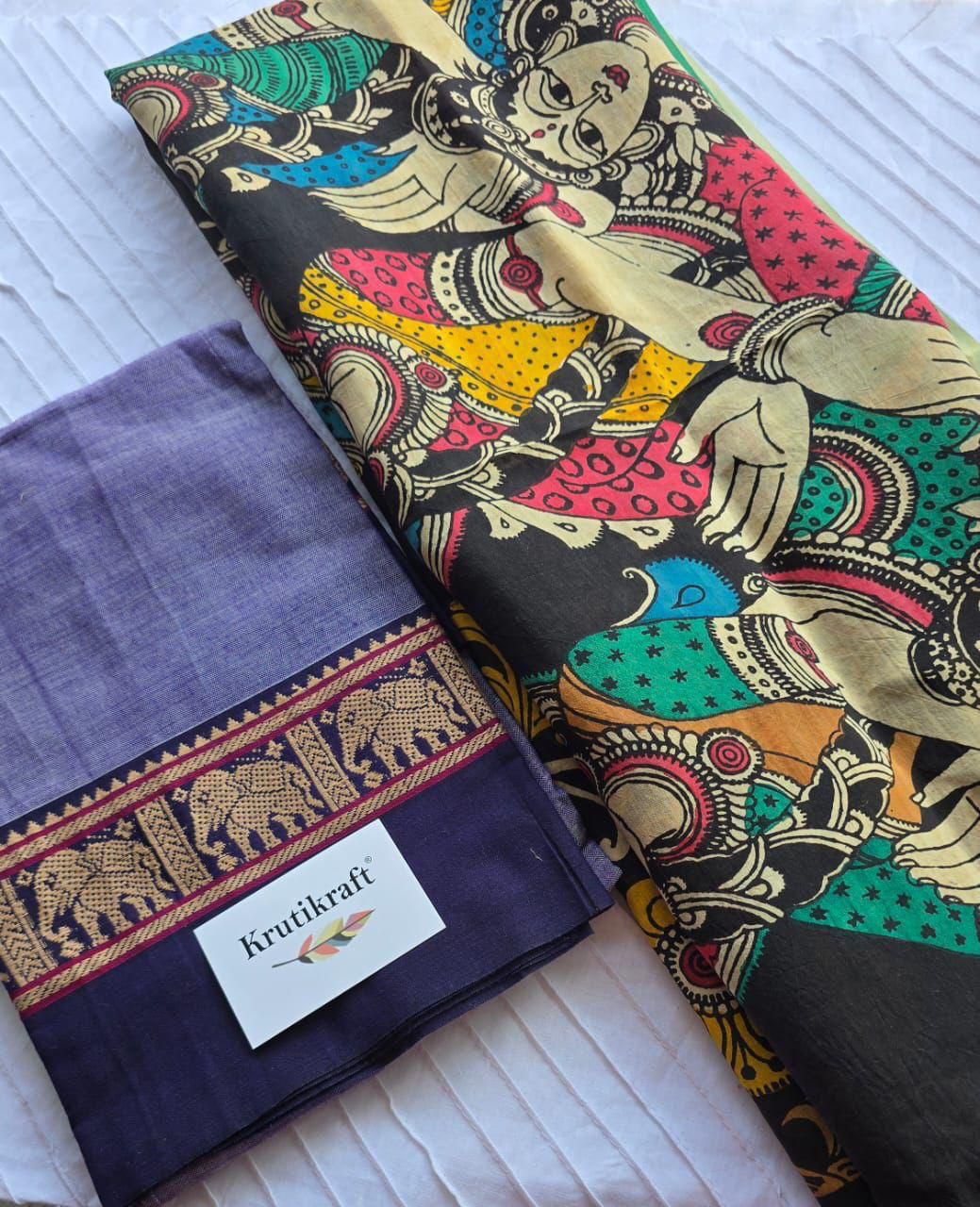 Exclusive Narayanpet Silk Kurta with Pen Kalamkari Dupatta