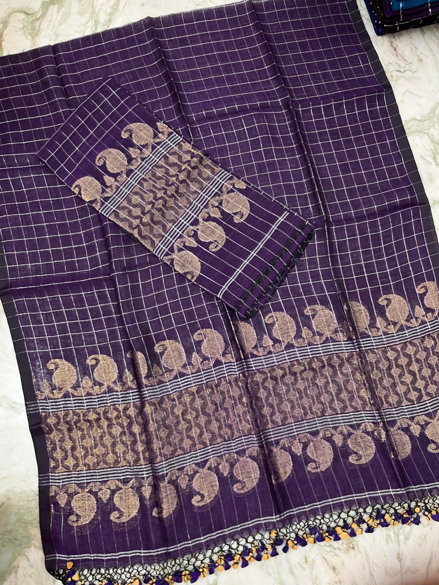 𝓒𝓱𝓸𝓴𝓱𝓪𝓻  Zari gadwal border zari checkered jayshree linen suits