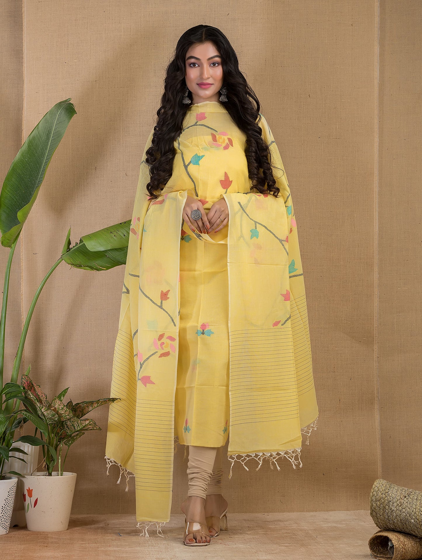 Sukumari – 120 Count Mul Cotton All-Over Weaved Dupatta Suits