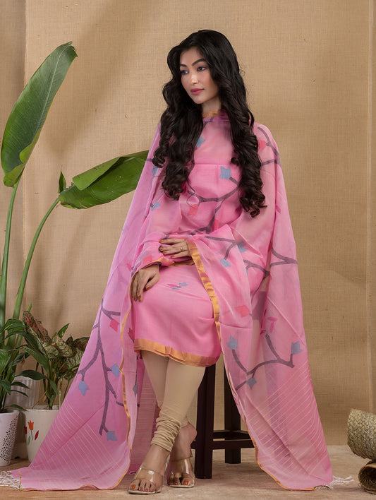 Sukumari – 120 Count Mul Cotton All-Over Weaved Dupatta Suits