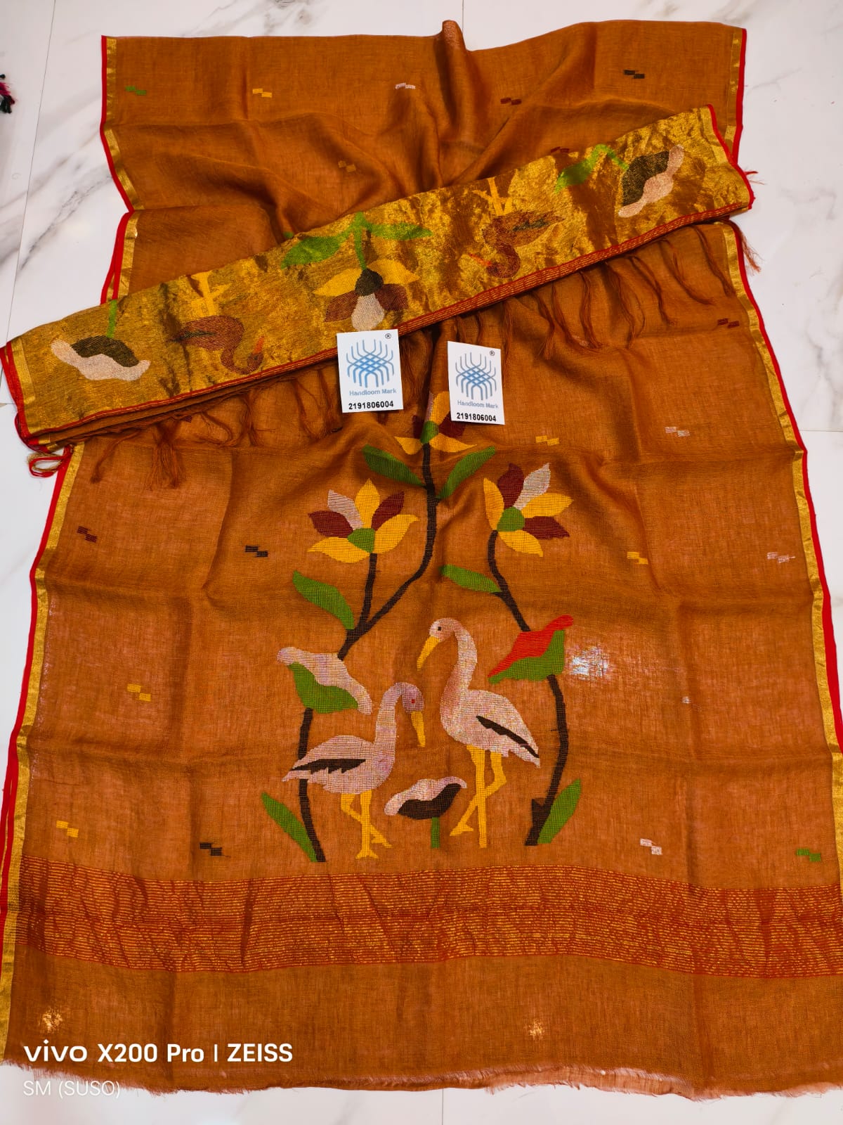 🌸 Saras – Premium Linen by Linen Jamdani Suits with Tissue Palla Dupatta