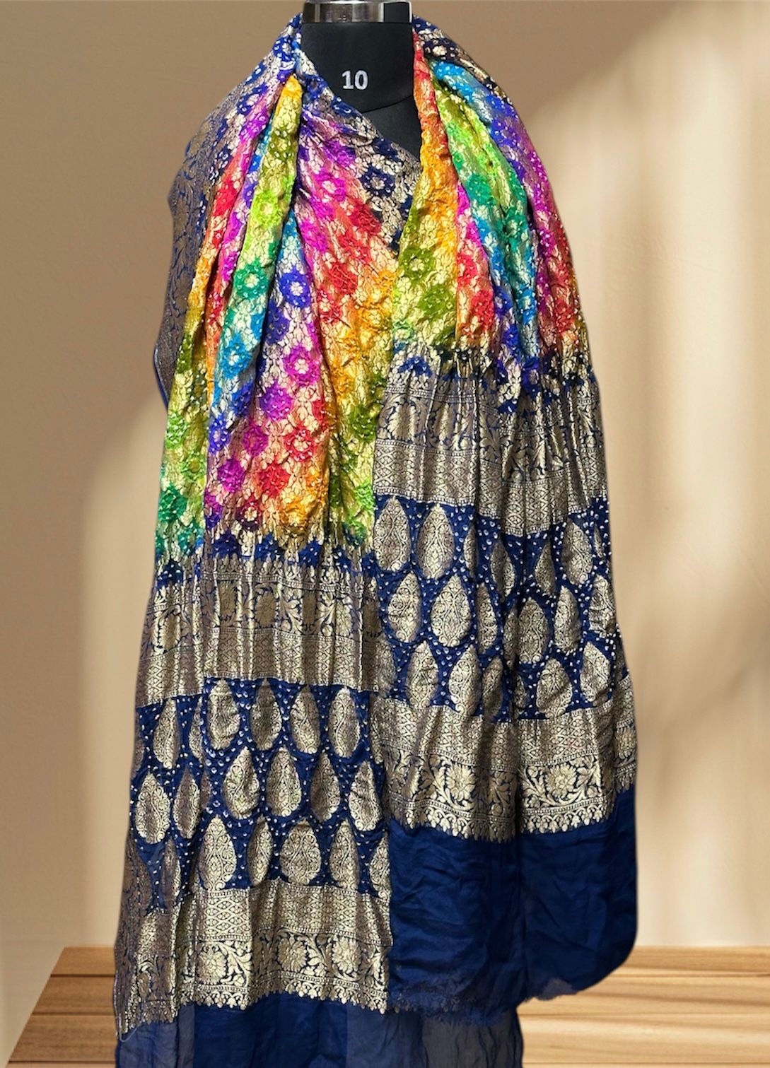 Nim Zari Bandhej Multi Colour Dupatta | Khadi Georgette