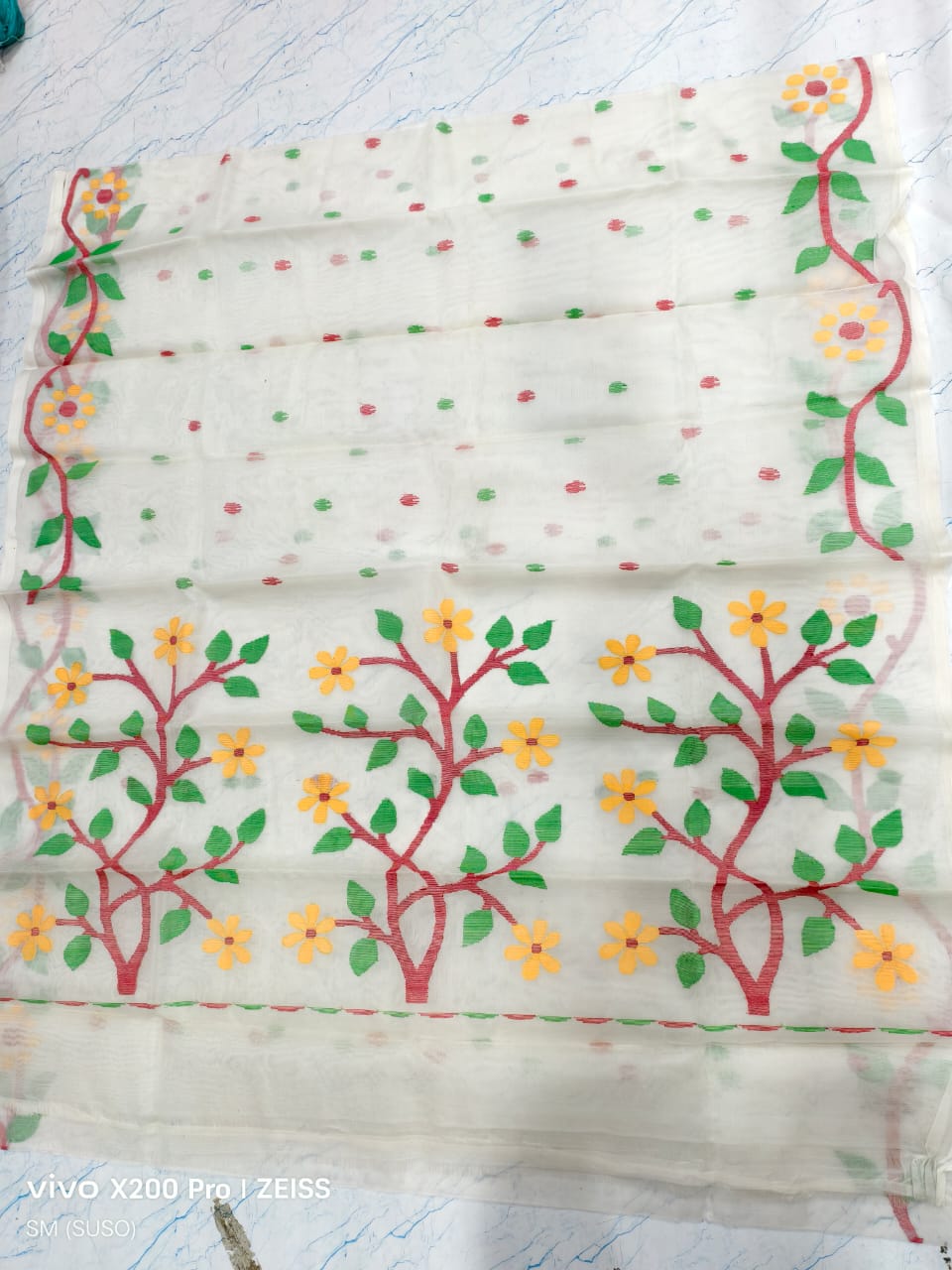 Hashnuhana - Pure Muslin Handwoven Jamdani Saree | Silk Mark Certified | Premium Quality