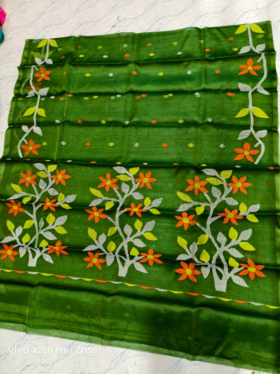 Hashnuhana - Pure Muslin Handwoven Jamdani Saree | Silk Mark Certified | Premium Quality