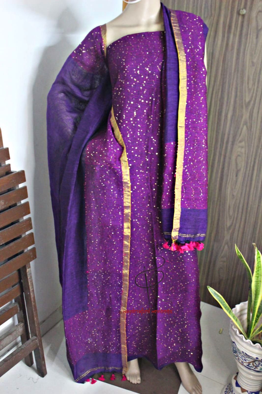 Jhalak Pure Linen Partywear | Sequin Weaved Top & Dupatta Sets