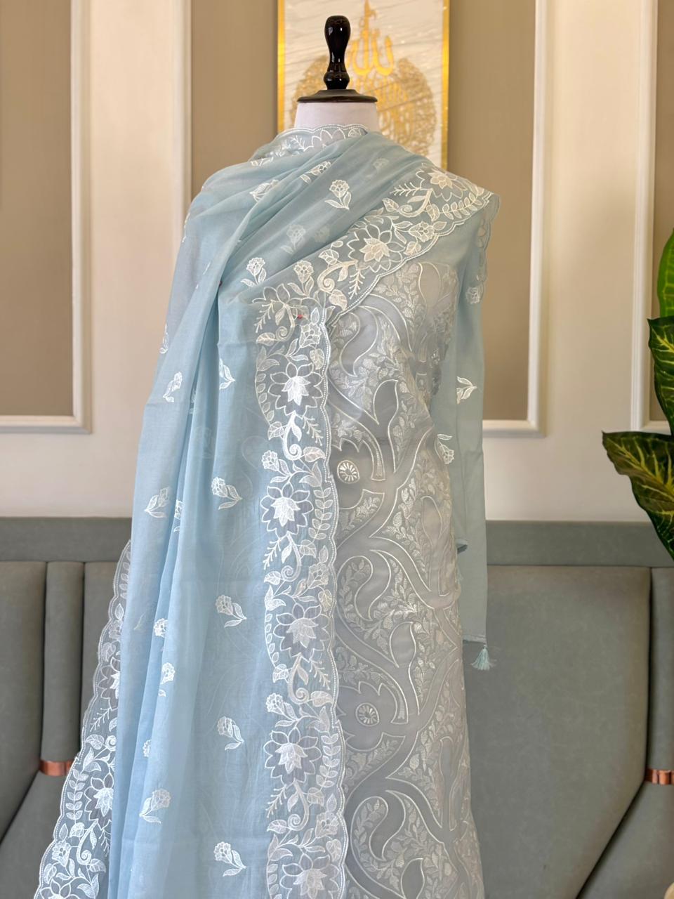 Exclusive Banarasi Mal Chanderi Embroidery Suit Set | Premium Unstitched Ethnic Wear by Rihyaaz