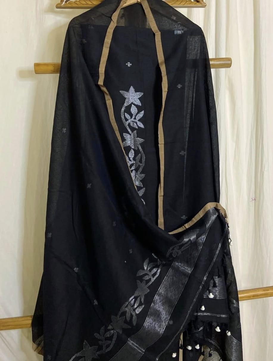 Ivy – Pure Jayshree Linen Suits | Dual Zari Canopy-Detail Torso & Matching Canopy Border Dupatta | Premium Handloom Elegance