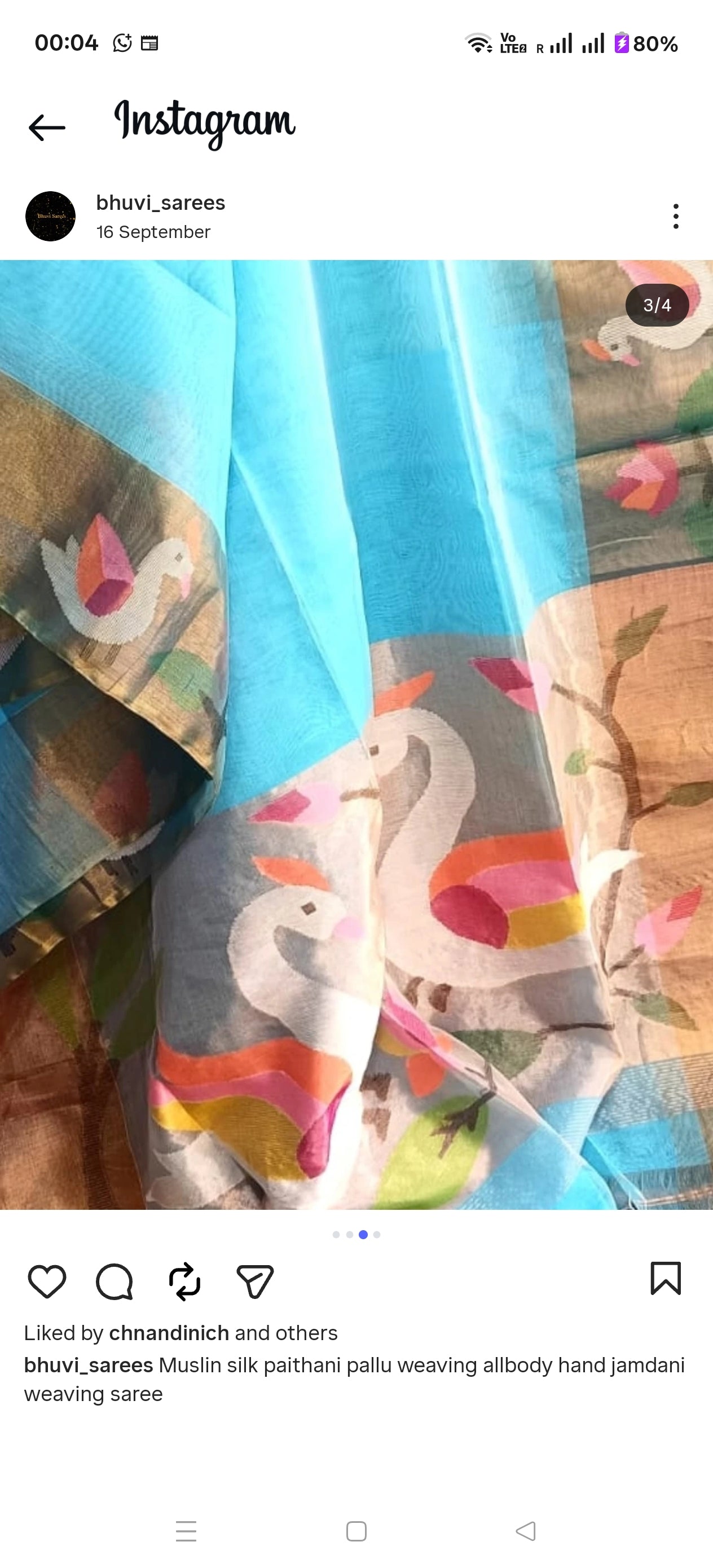 Hansini – Swan Motif Paithani-Inspired Jamdani Palla, Anchal & Border on Muslin Silk