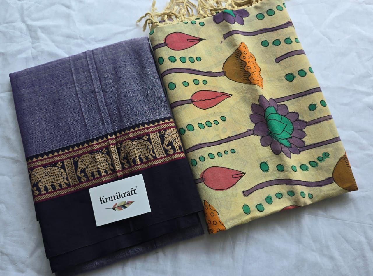 Exclusive Narayanpet Silk Kurta with Pen Kalamkari Dupatta