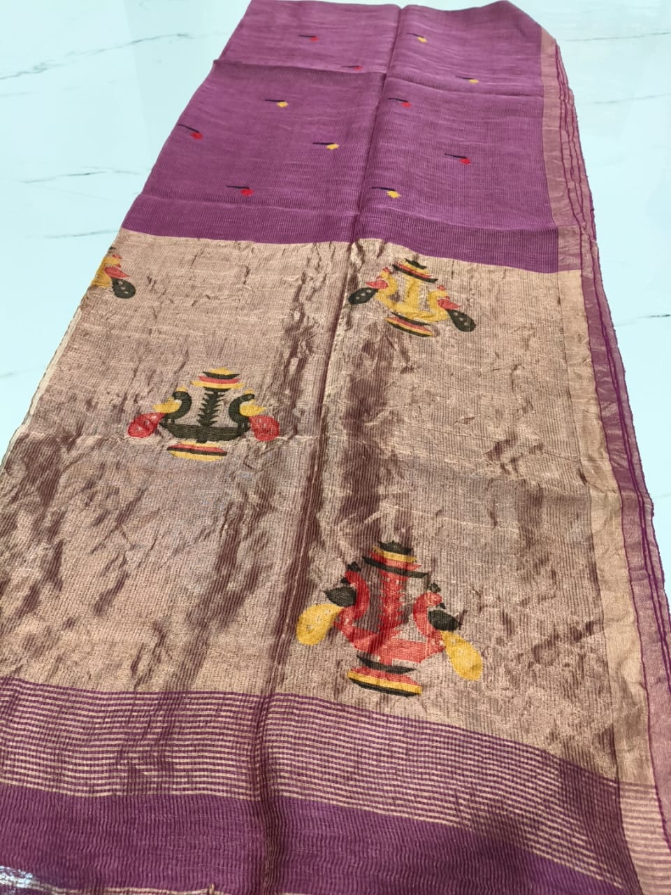 Sangli – Morbangdi Paithani Anchal Linen Silk Tissue Saree