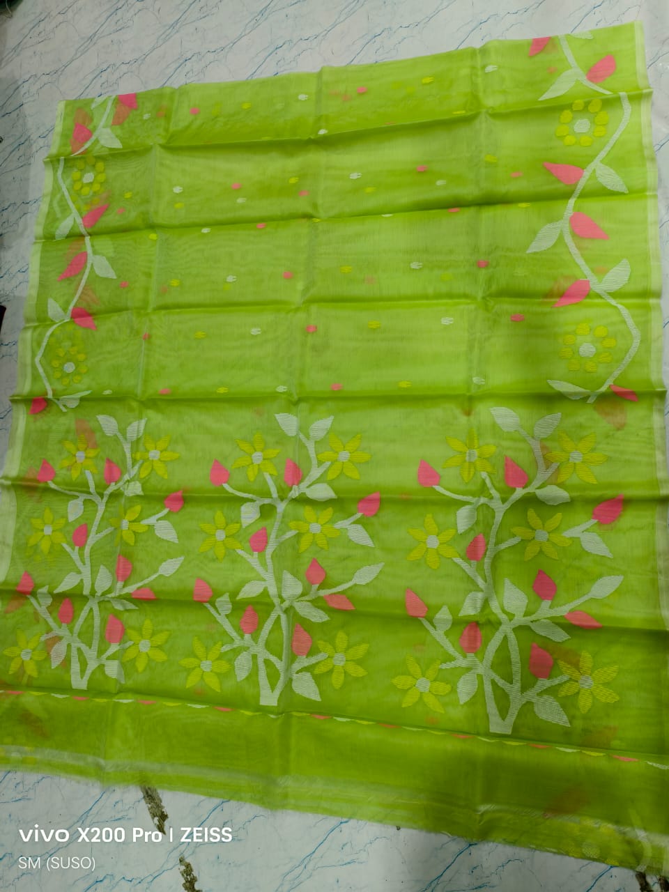 Hashnuhana - Pure Muslin Handwoven Jamdani Saree | Silk Mark Certified | Premium Quality