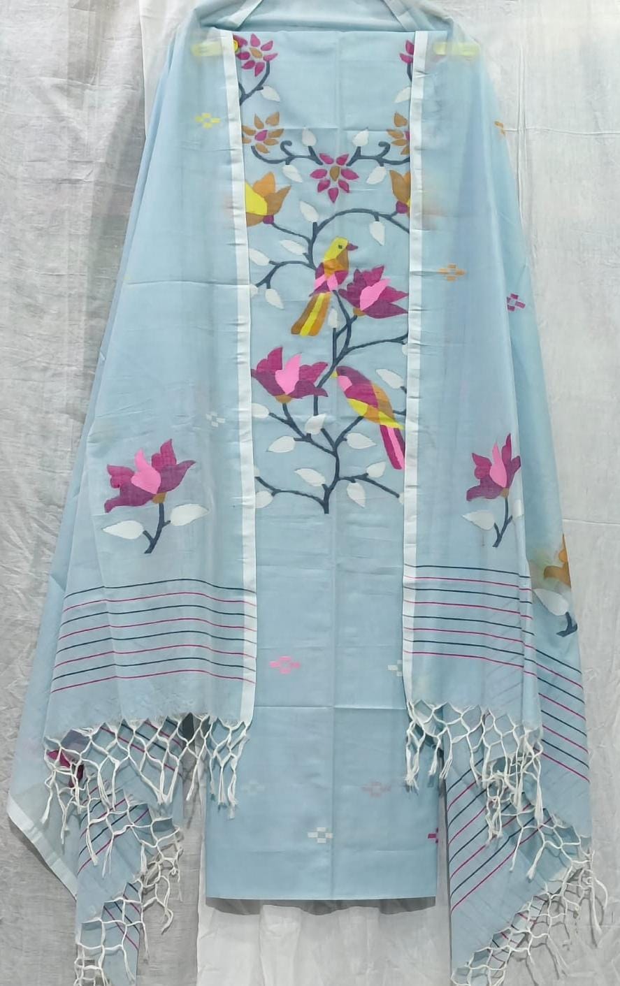 Parijat Mul Cotton Handwoven Needle Jamdani Suits – Premium 2.5m*2 Set