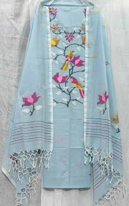 Parijat Mul Cotton Handwoven Needle Jamdani Suits – Premium 2.5m*2 Set