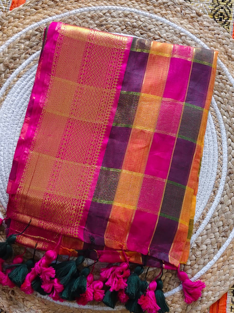 Mull cotton Kanchipuram saree from Rihyaaz New Puja Collection 2026, lightweight traditional festive saree without blouse piece.