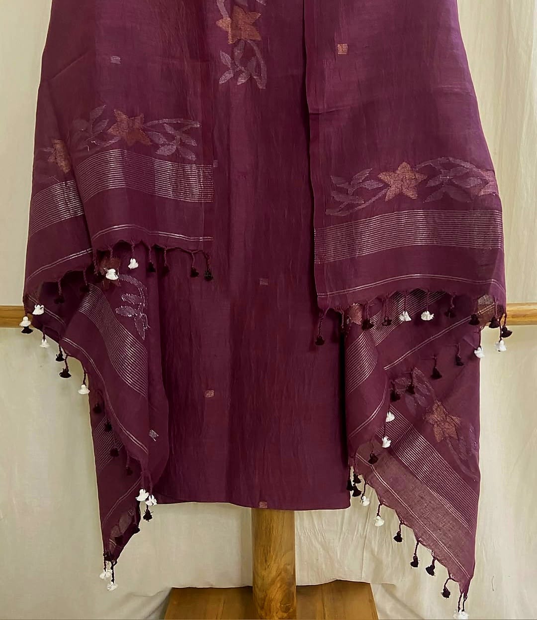 Ivy – Pure Jayshree Linen Suits | Dual Zari Canopy-Detail Torso & Matching Canopy Border Dupatta | Premium Handloom Elegance