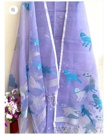 Muslin Bird Handwoven Suit Set with Dupatta