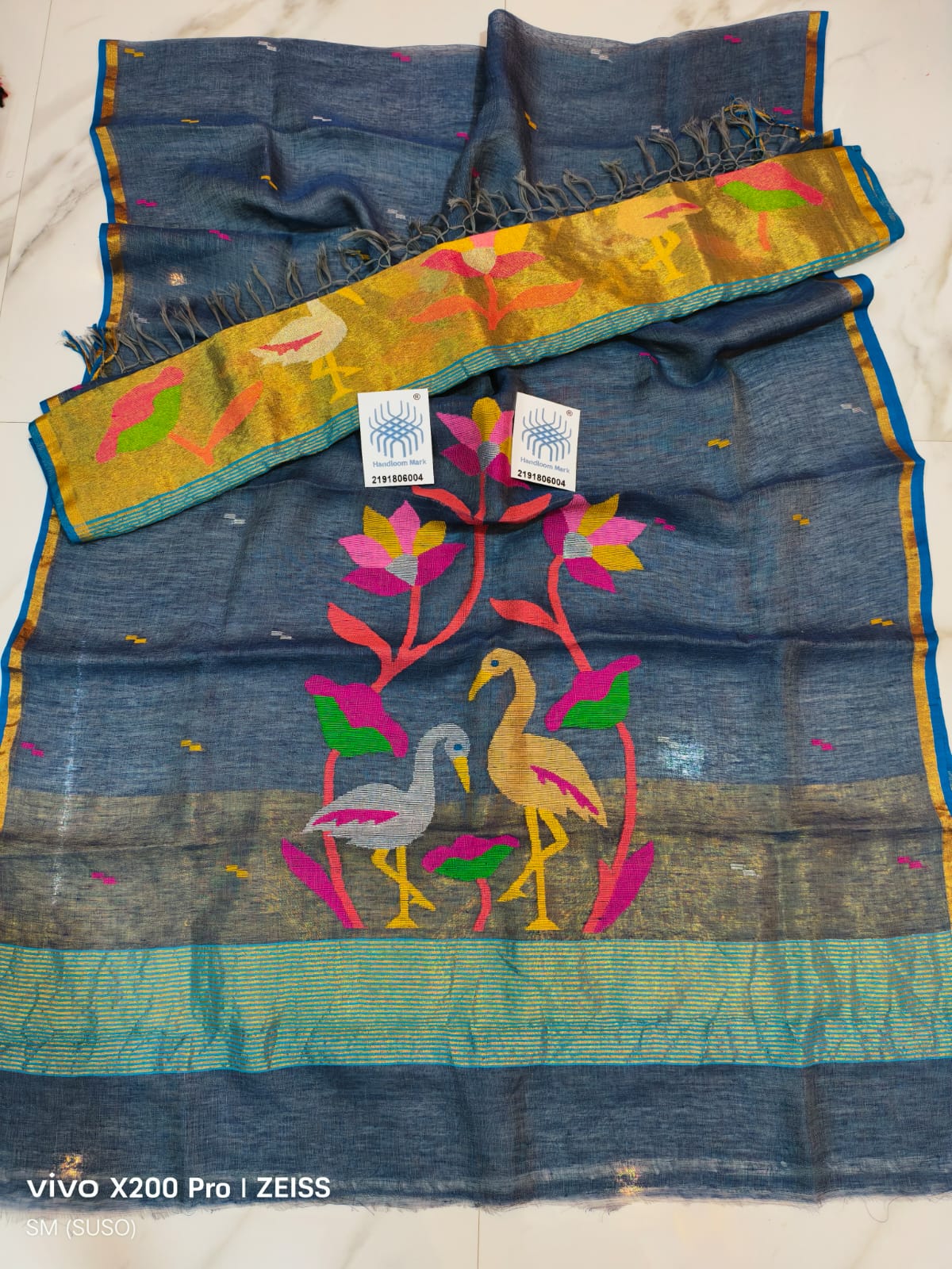 🌸 Saras – Premium Linen by Linen Jamdani Suits with Tissue Palla Dupatta