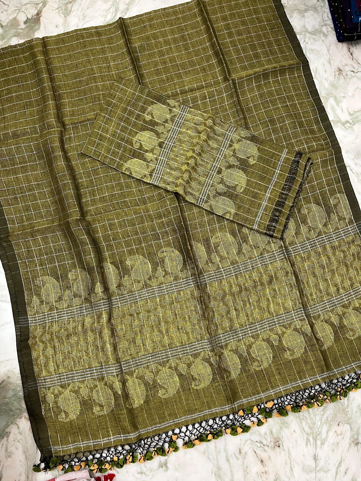 𝓒𝓱𝓸𝓴𝓱𝓪𝓻  Zari gadwal border zari checkered jayshree linen suits