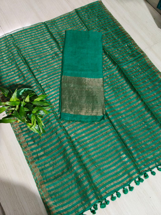 Mabesha – Tissue Silk Zari Stripe Linen Suits