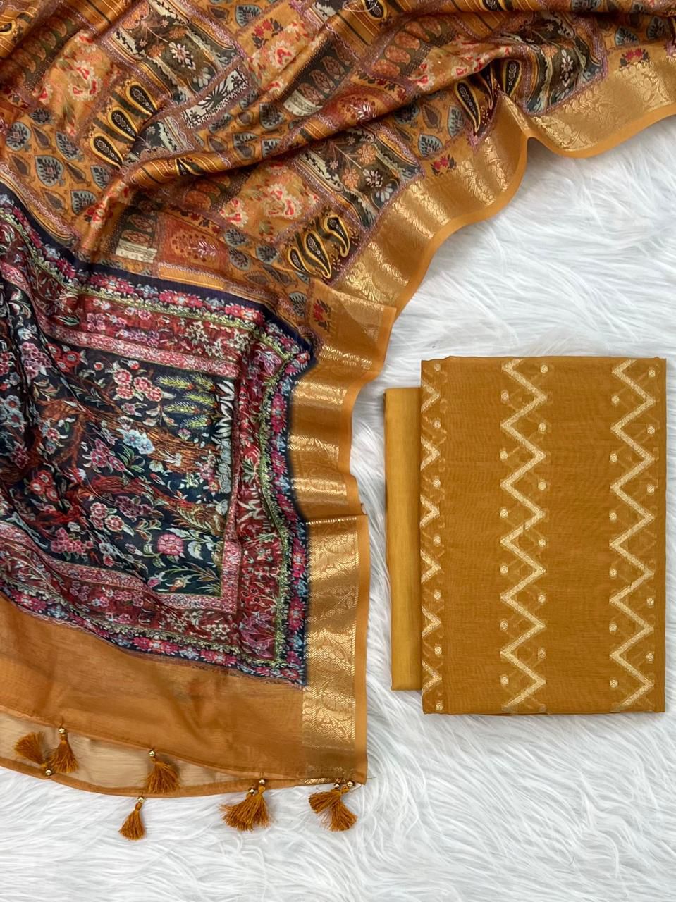 Exclusive Banarasi Unstitched Salwar Kameez with Dupatta | Banarasi Suit – Pure Mercerised Elegance