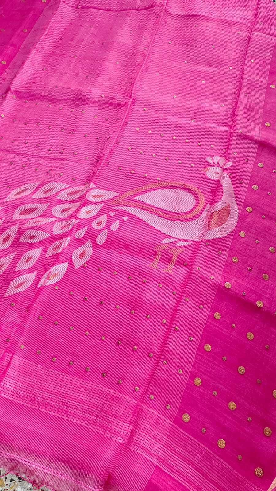 Keka Premium Resham Silk Jamdani Saree with Handwoven Peacock Motif | Metal Gini Work | Rihyaaz