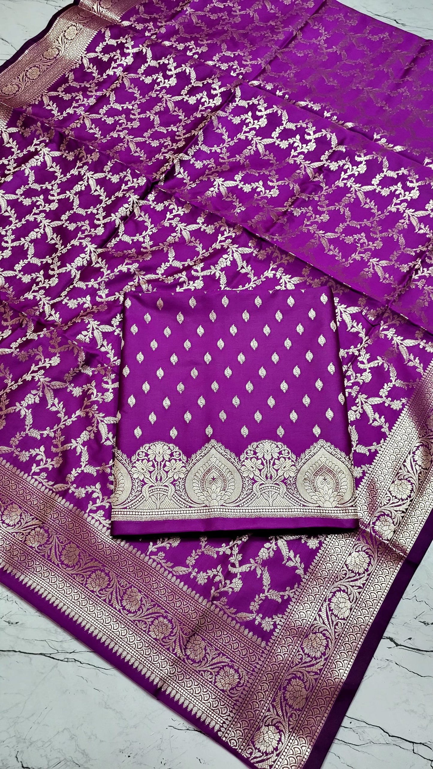 Exclusive Banarasi Ektara Unstitched Salwar Kameez Set | Pure Katan Silk | Zari Weaving