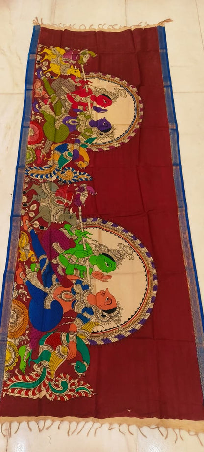 Mangalgiri Silk Dupattas – Hand-Drawn & Hand-Painted Art | Multicolour Premium Collection