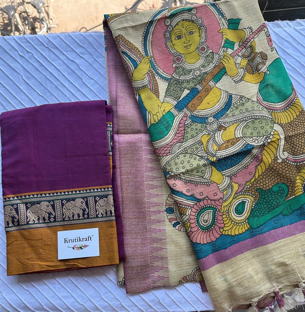 Exclusive Narayanpet Silk Kurta with Pen Kalamkari Dupatta