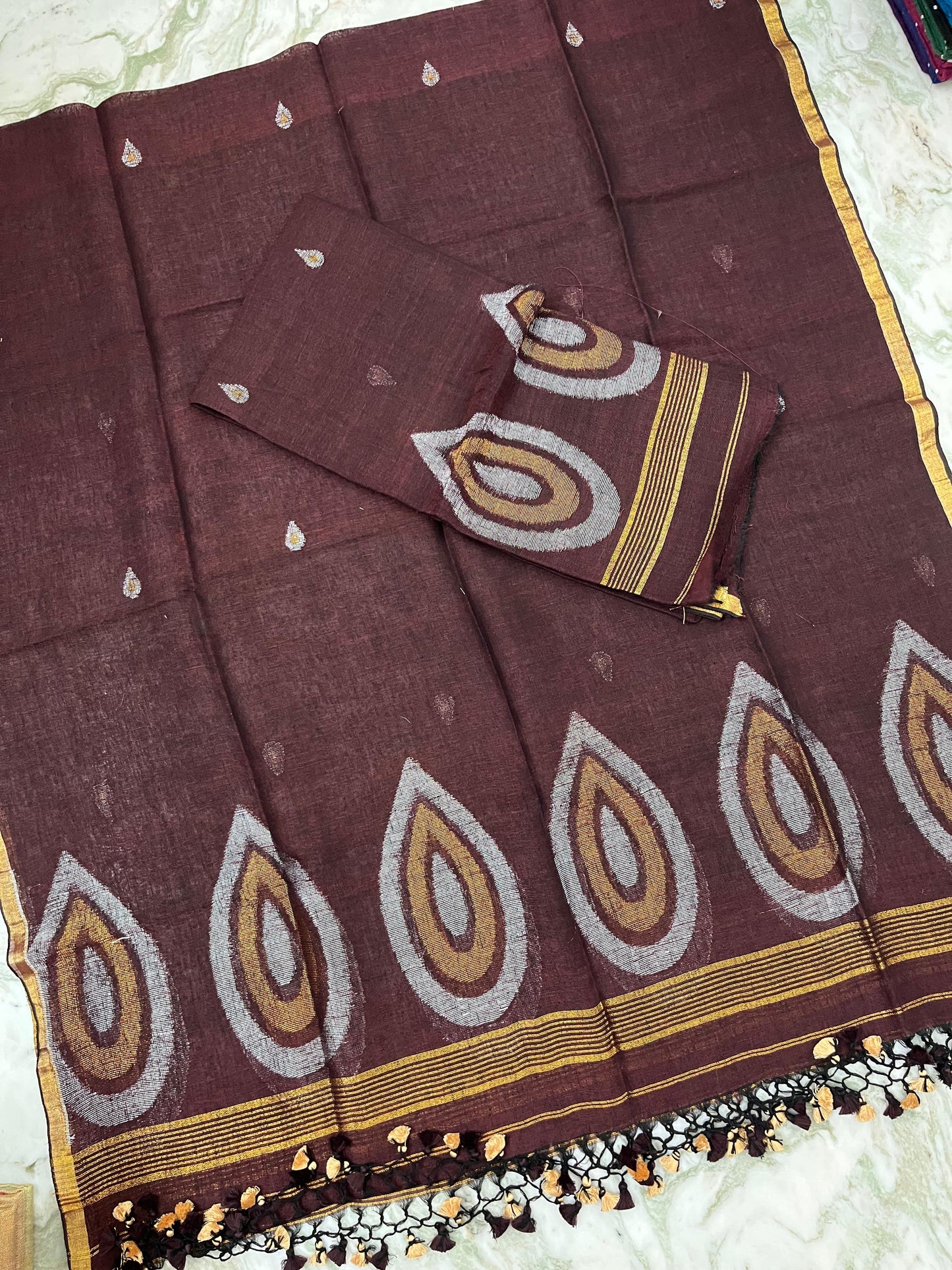 𝓑𝓲𝓷𝓭𝓾 – The Drop-Shaped Zari Weaved Elegance