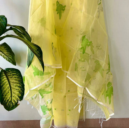Muslin Bird Handwoven Suit Set with Dupatta