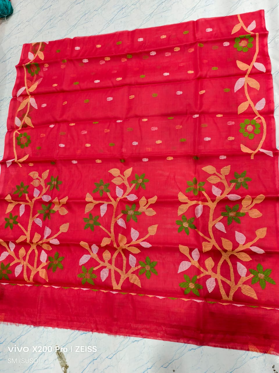 Hashnuhana - Pure Muslin Handwoven Jamdani Saree | Silk Mark Certified | Premium Quality
