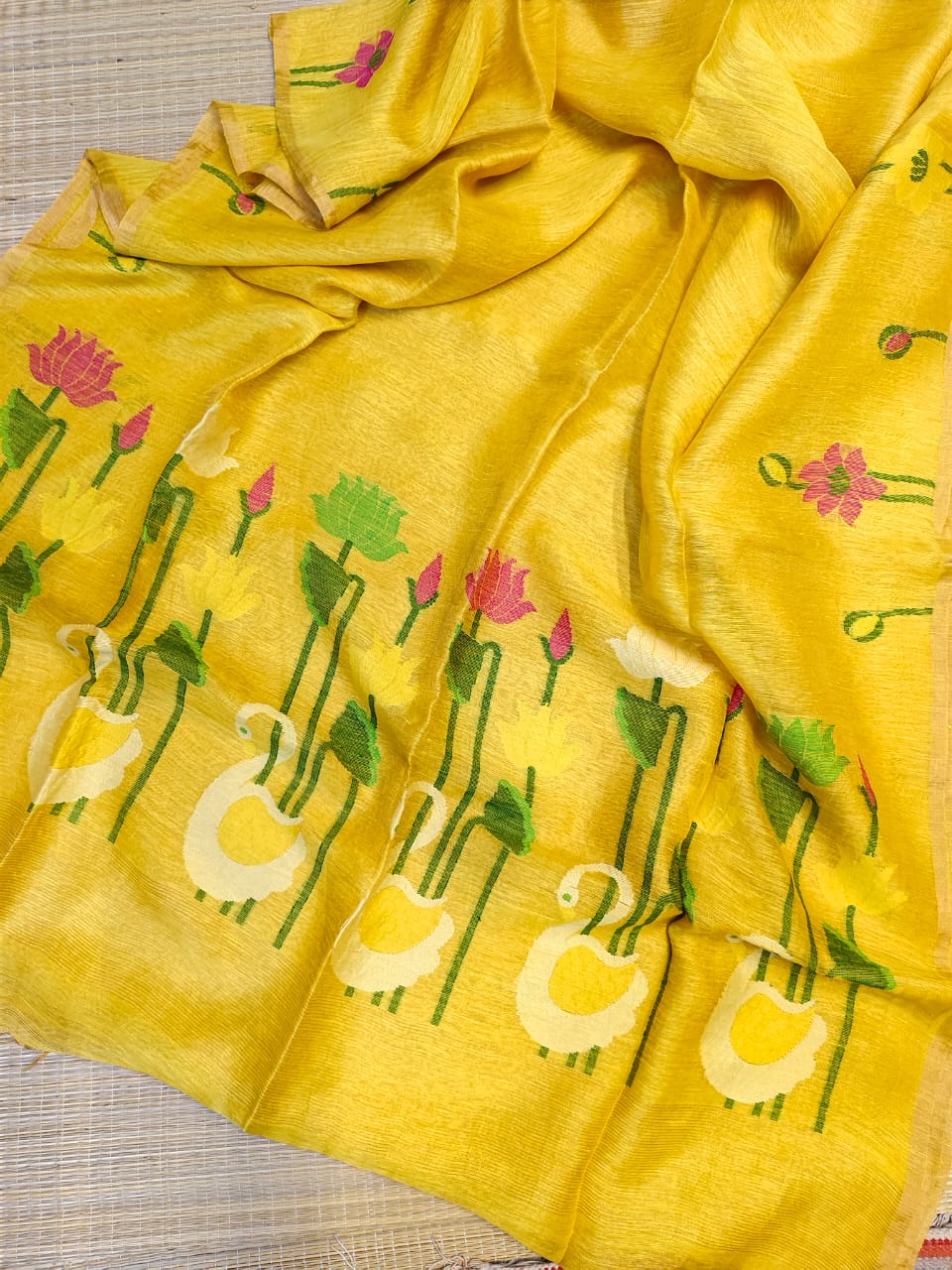 Rajhans - Pure Linen Silk Jamdani Sarees | Premium Handloom Elegance