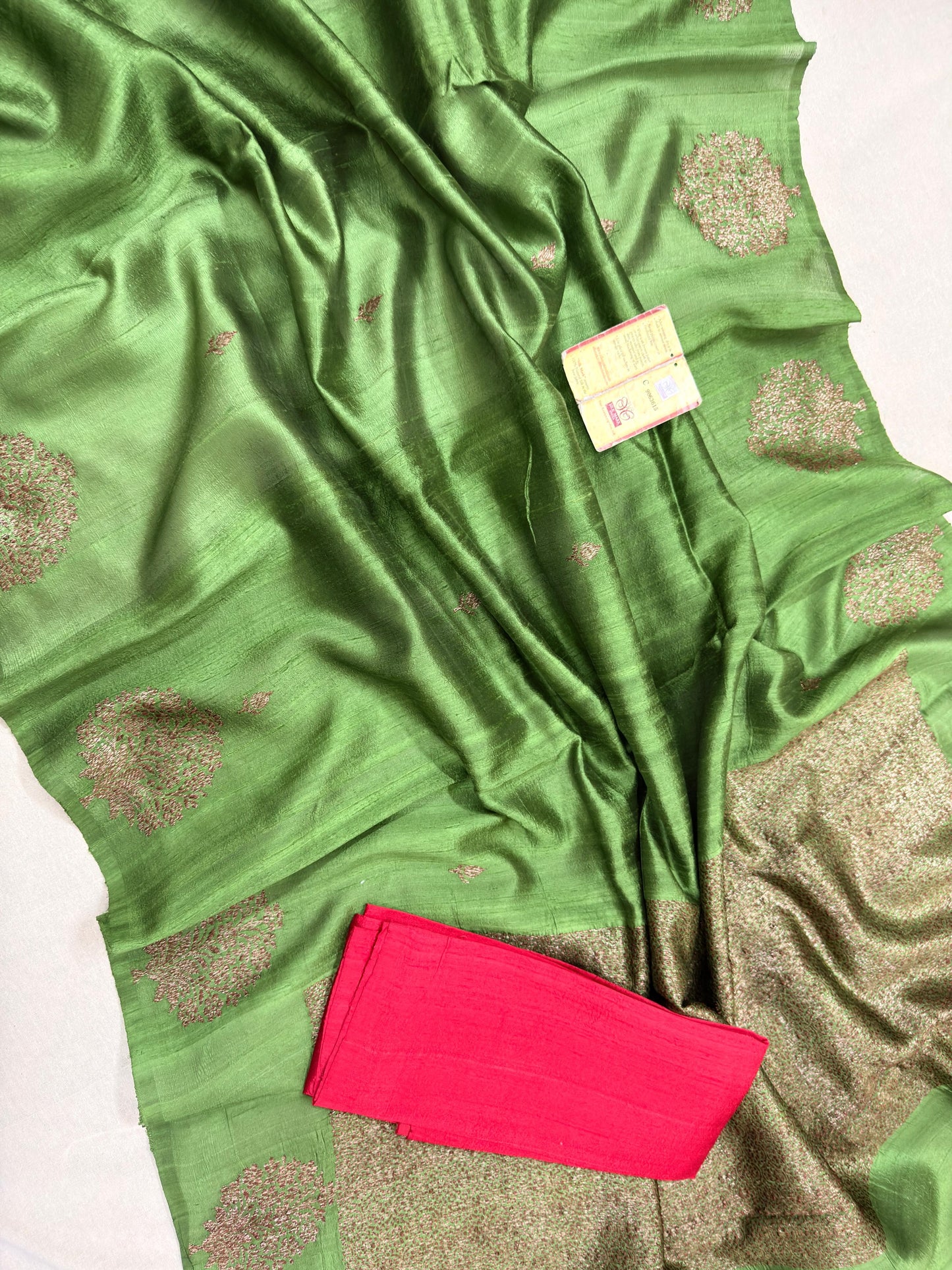 Handloom Muga Tussar Banarasi Handwoven Saree – Silk Mark Certified | Soft & Smooth Dyeble Fabric