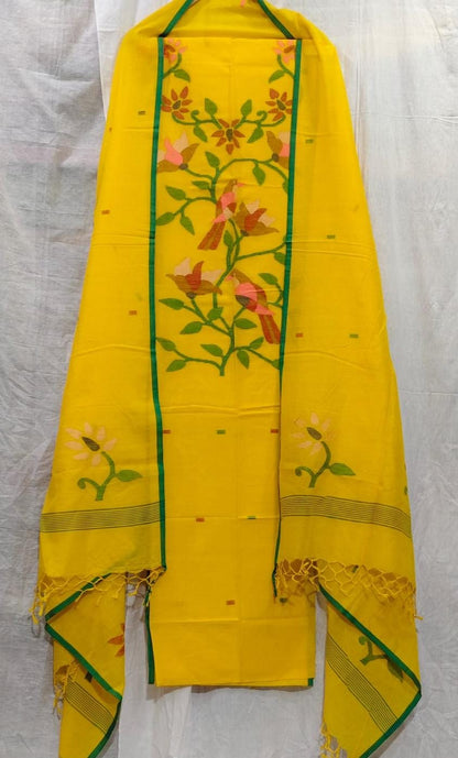 Parijat Mul Cotton Handwoven Needle Jamdani Suits – Premium 2.5m*2 Set