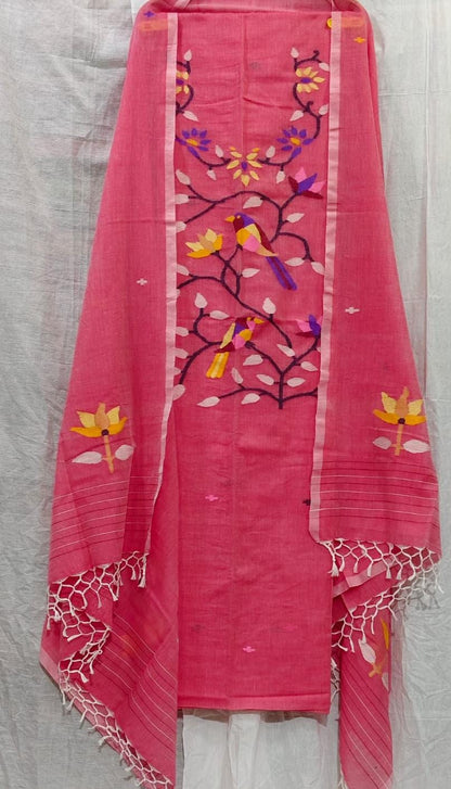 Parijat Mul Cotton Handwoven Needle Jamdani Suits – Premium 2.5m*2 Set