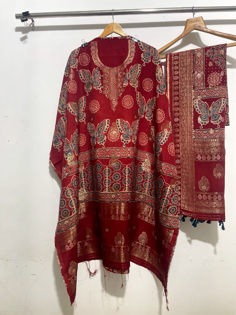 Naaz – Banarasi Pita Zari Handwoven Ajrakh Dola Silk 2-Piece Set