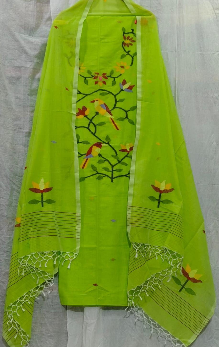 Parijat Mul Cotton Handwoven Needle Jamdani Suits – Premium 2.5m*2 Set