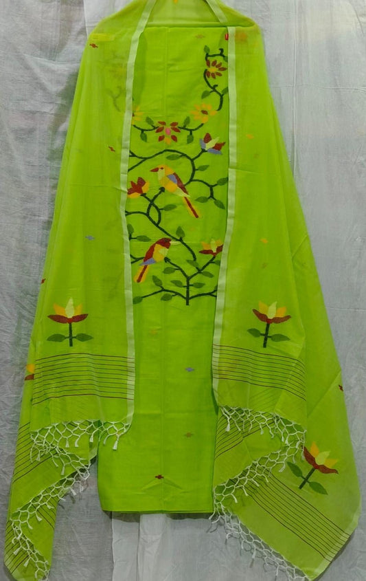 Parijat Mul Cotton Handwoven Needle Jamdani Suits – Premium 2.5m*2 Set