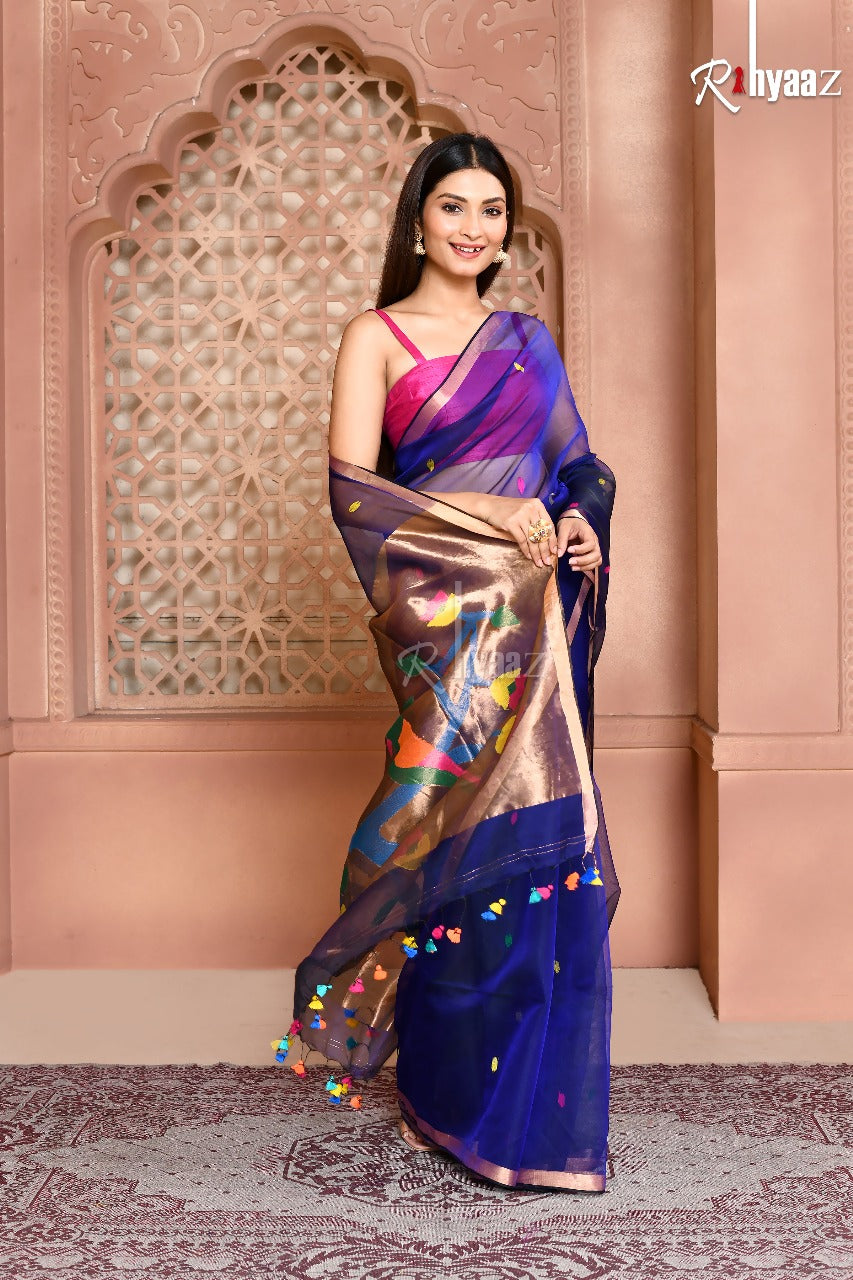MAHI The Muslin Saree Resham Anchal Paithani