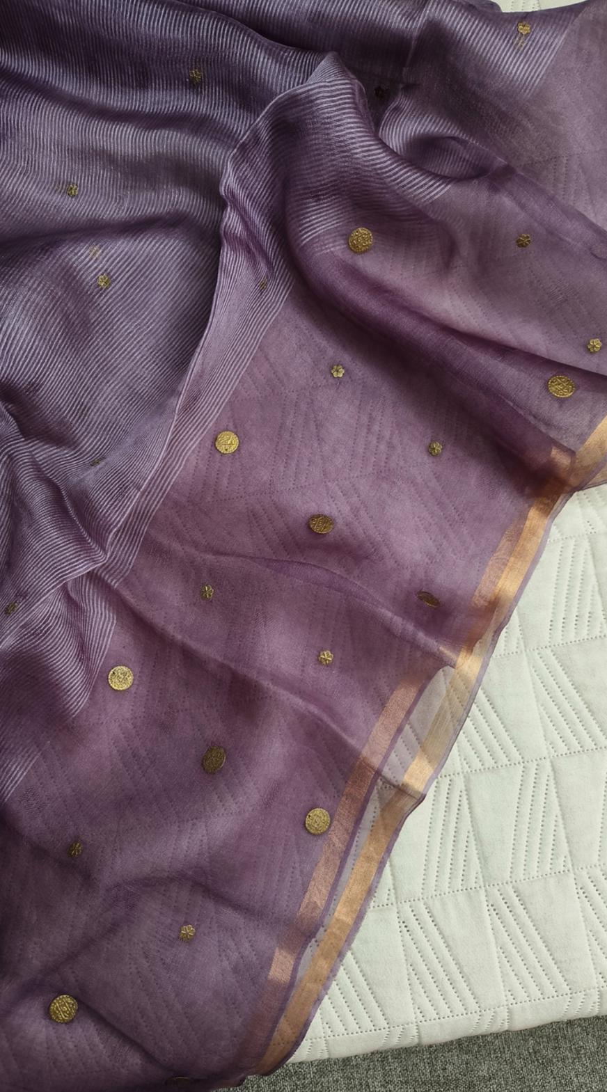 Keka Premium Resham Silk Jamdani Saree with Handwoven Peacock Motif | Metal Gini Work | Rihyaaz