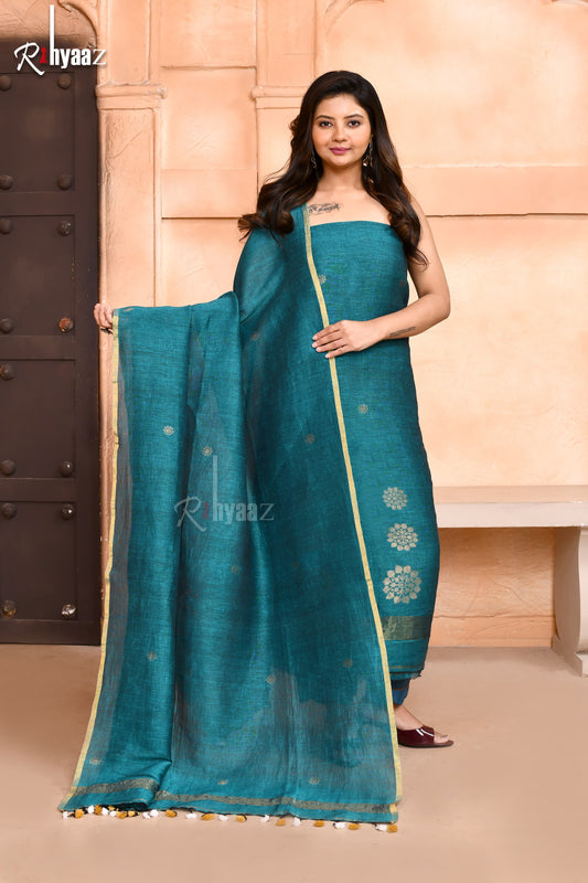 Mandala – Pure Silk Linen Zari Mandala Weaved Jamdani Suits