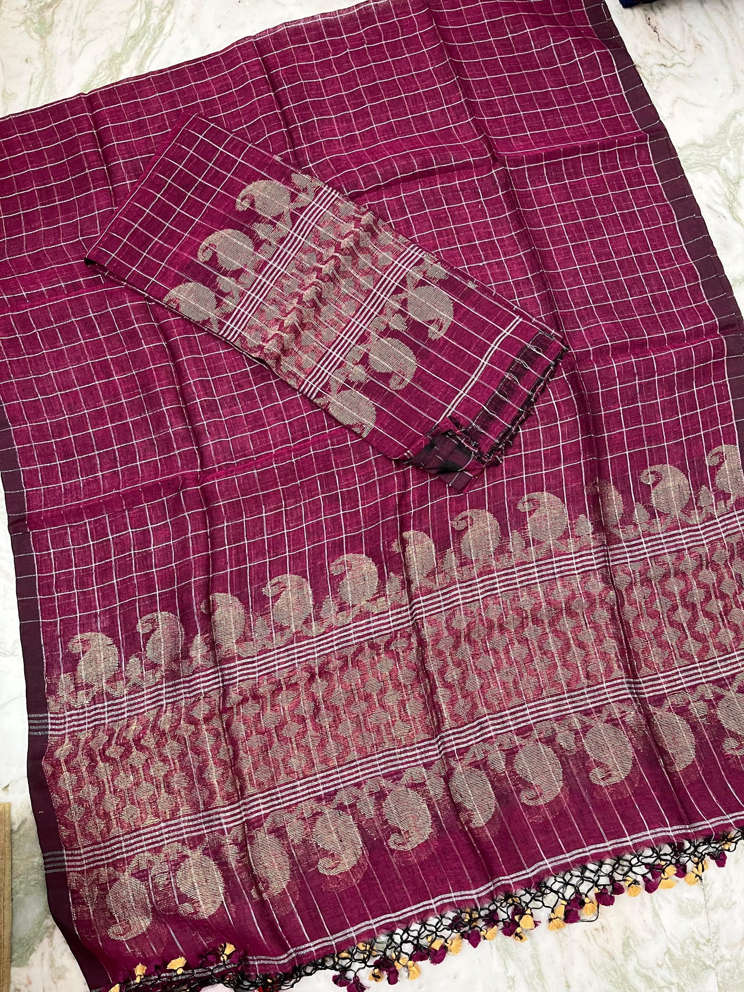 𝓒𝓱𝓸𝓴𝓱𝓪𝓻  Zari gadwal border zari checkered jayshree linen suits