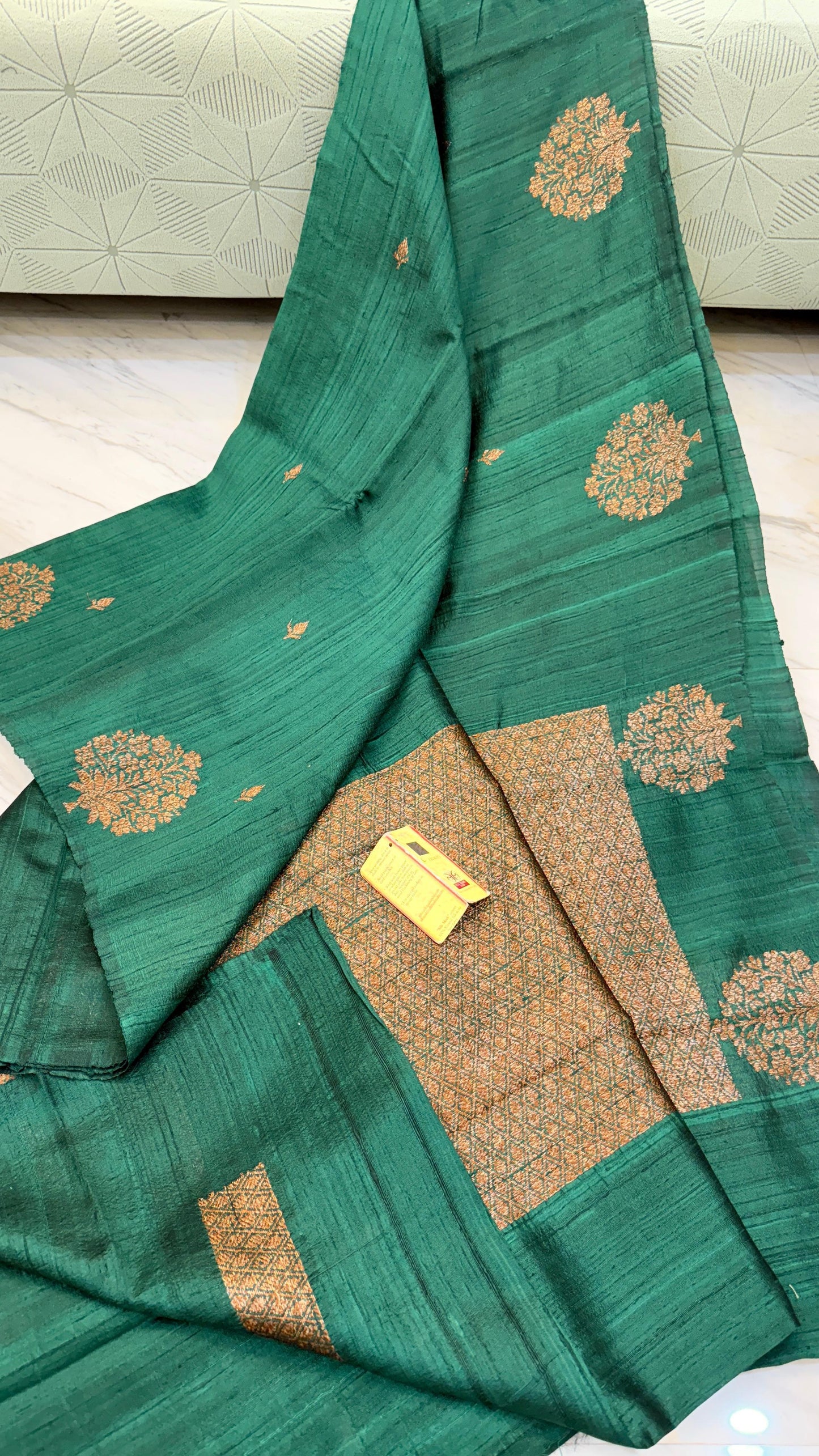 Handloom Muga Tussar Banarasi Handwoven Saree – Silk Mark Certified | Soft & Smooth Dyeble Fabric