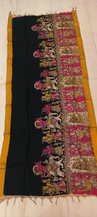 Mangalgiri Silk Dupattas – Hand-Drawn & Hand-Painted Art | Multicolour Premium Collection