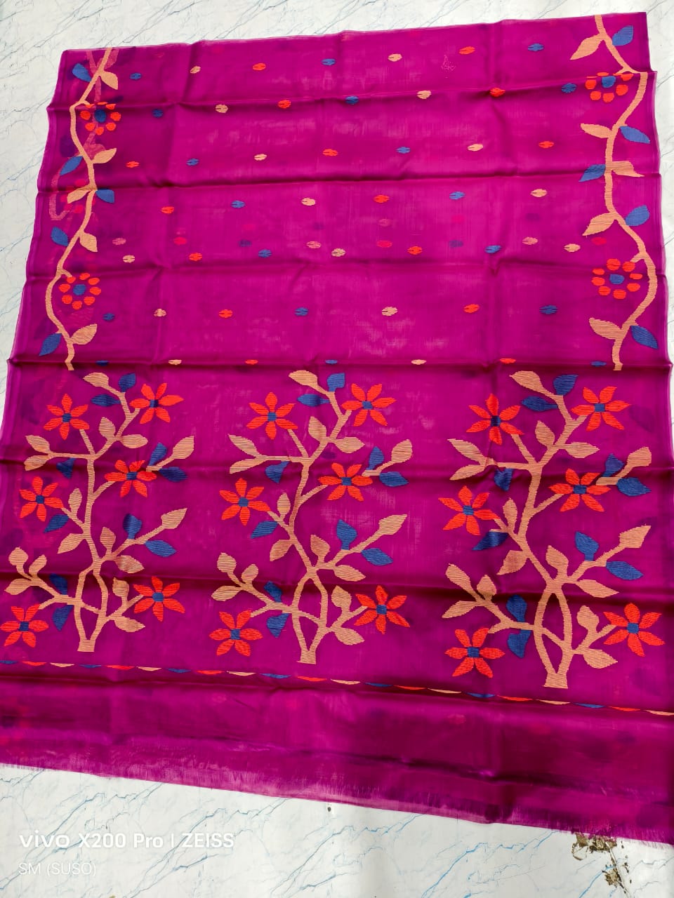 Hashnuhana - Pure Muslin Handwoven Jamdani Saree | Silk Mark Certified | Premium Quality