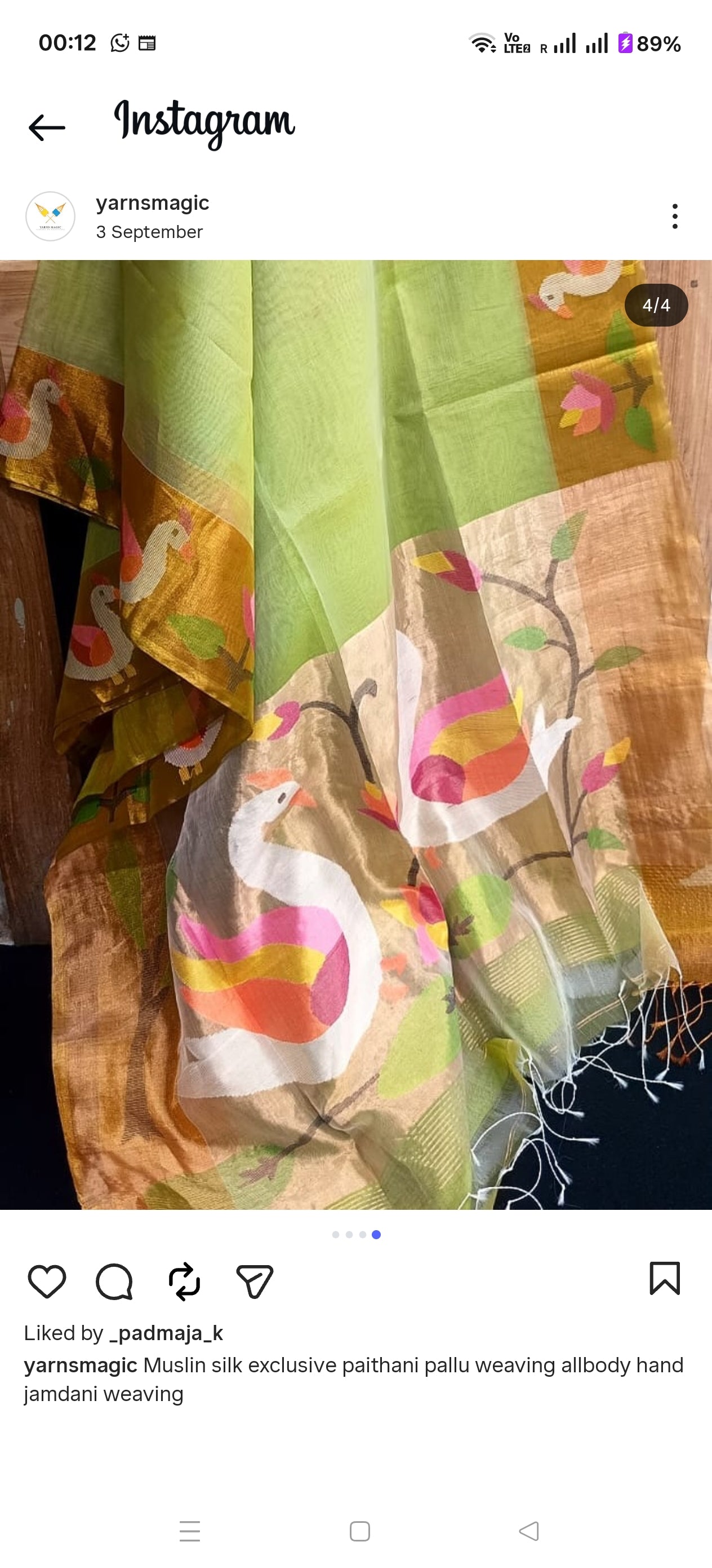 Hansini – Swan Motif Paithani-Inspired Jamdani Palla, Anchal & Border on Muslin Silk